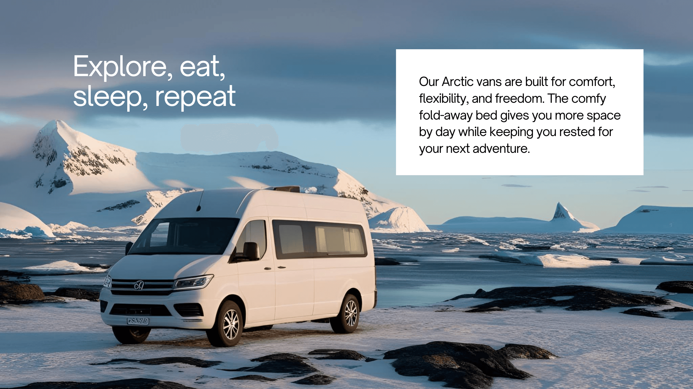 Arctic van with mountains
